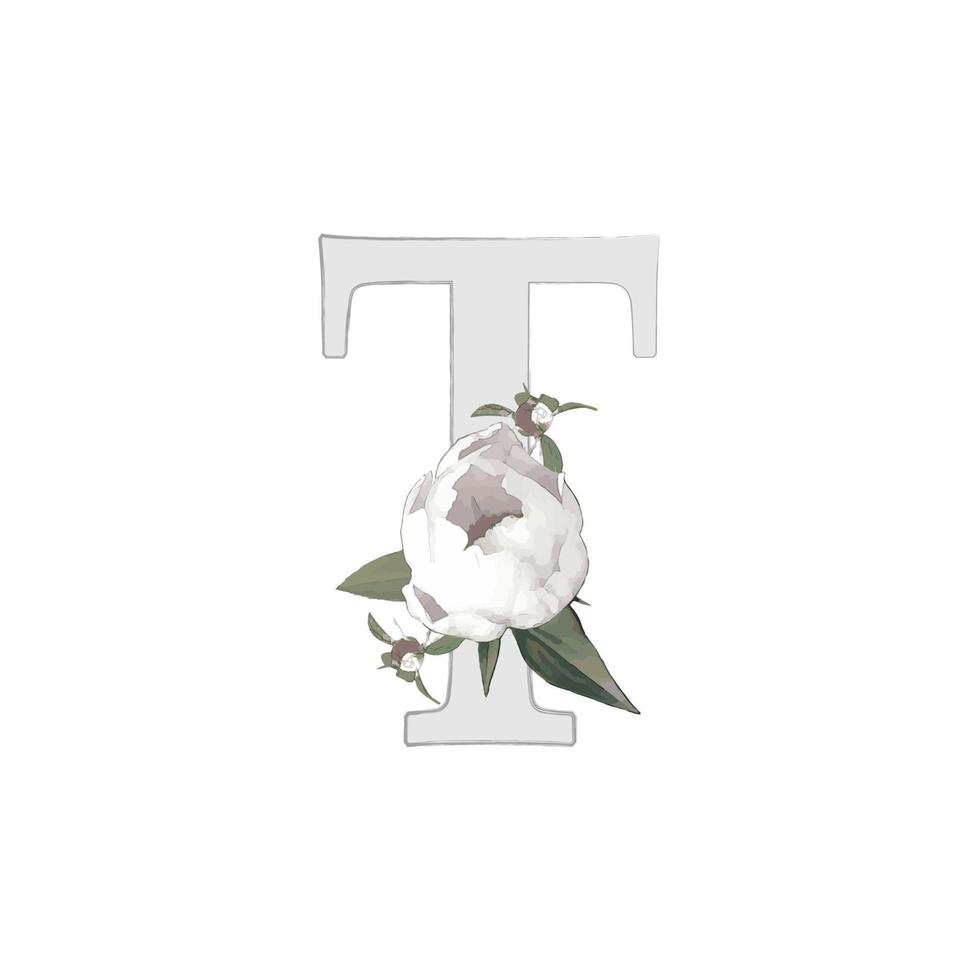 Vector illustration of a letter decorated with a bouquet of peonies