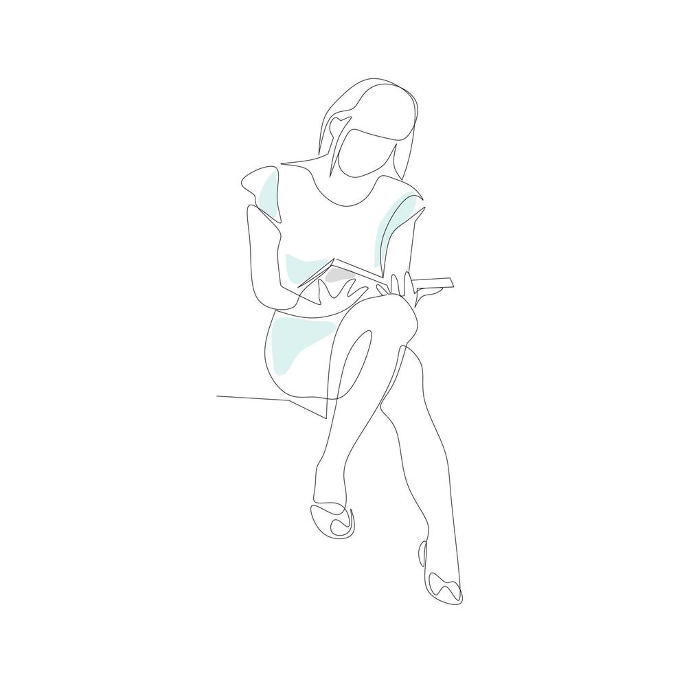 Vector illustration of a girl reading a book