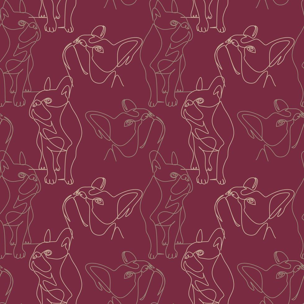 Seamless pattern with english bulldog outline vector