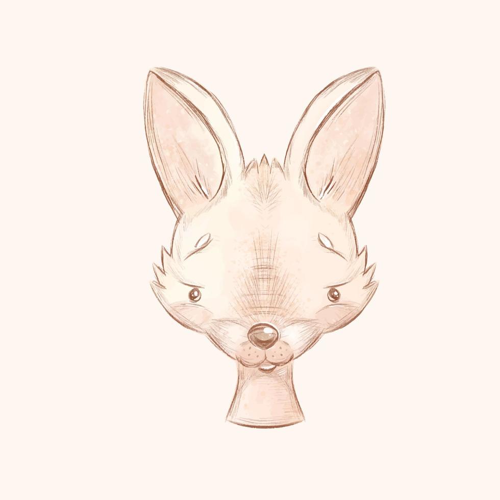 Vector illustration of cute hand drawn rabbit