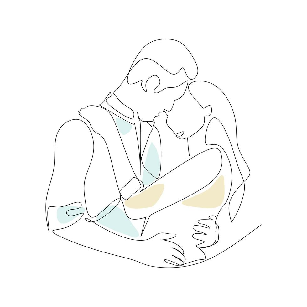 ilustración vectorial de una pareja enamorada dibujada en estilo de arte lineal vector