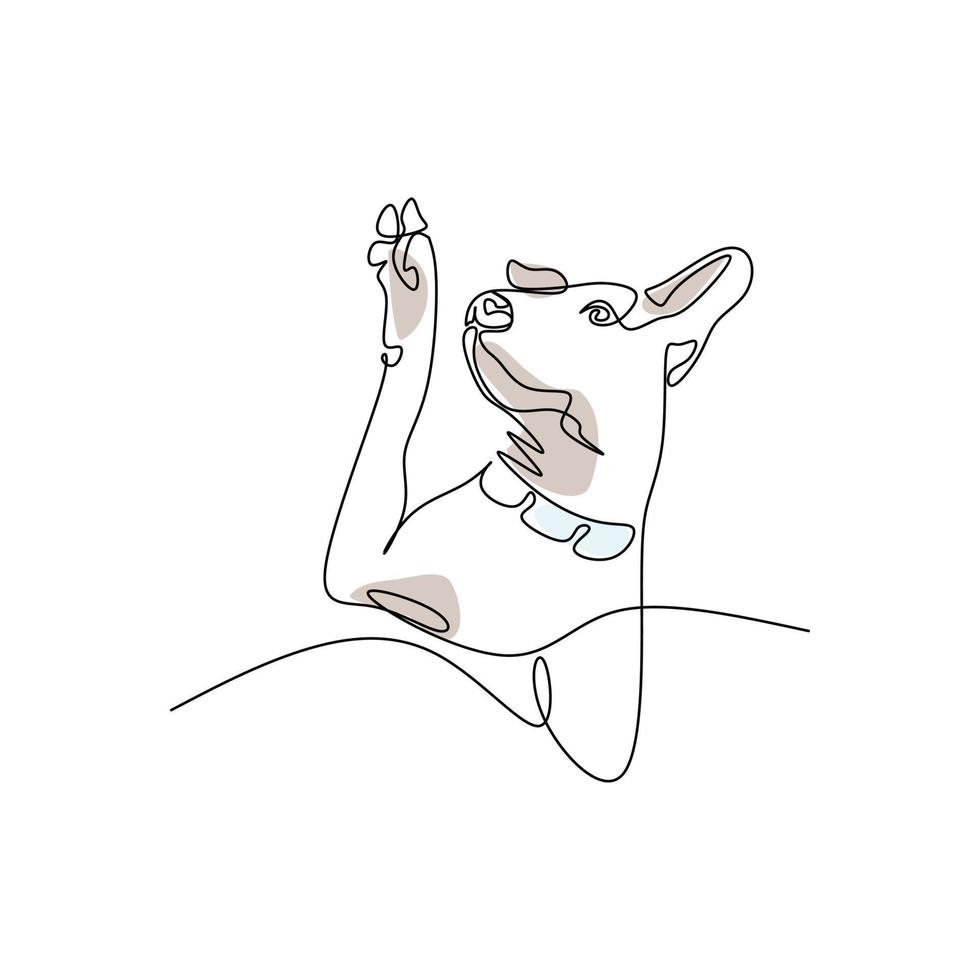 ilustración de vector de perro dibujada en estilo de arte de línea