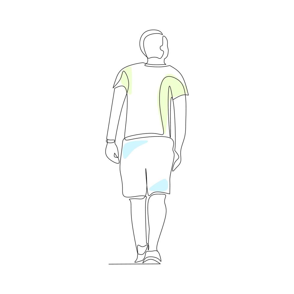 Vector illustration of a walking man drawn in line art style