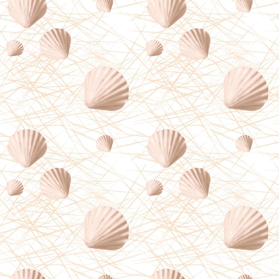 Vector seamless pattern with sea shells