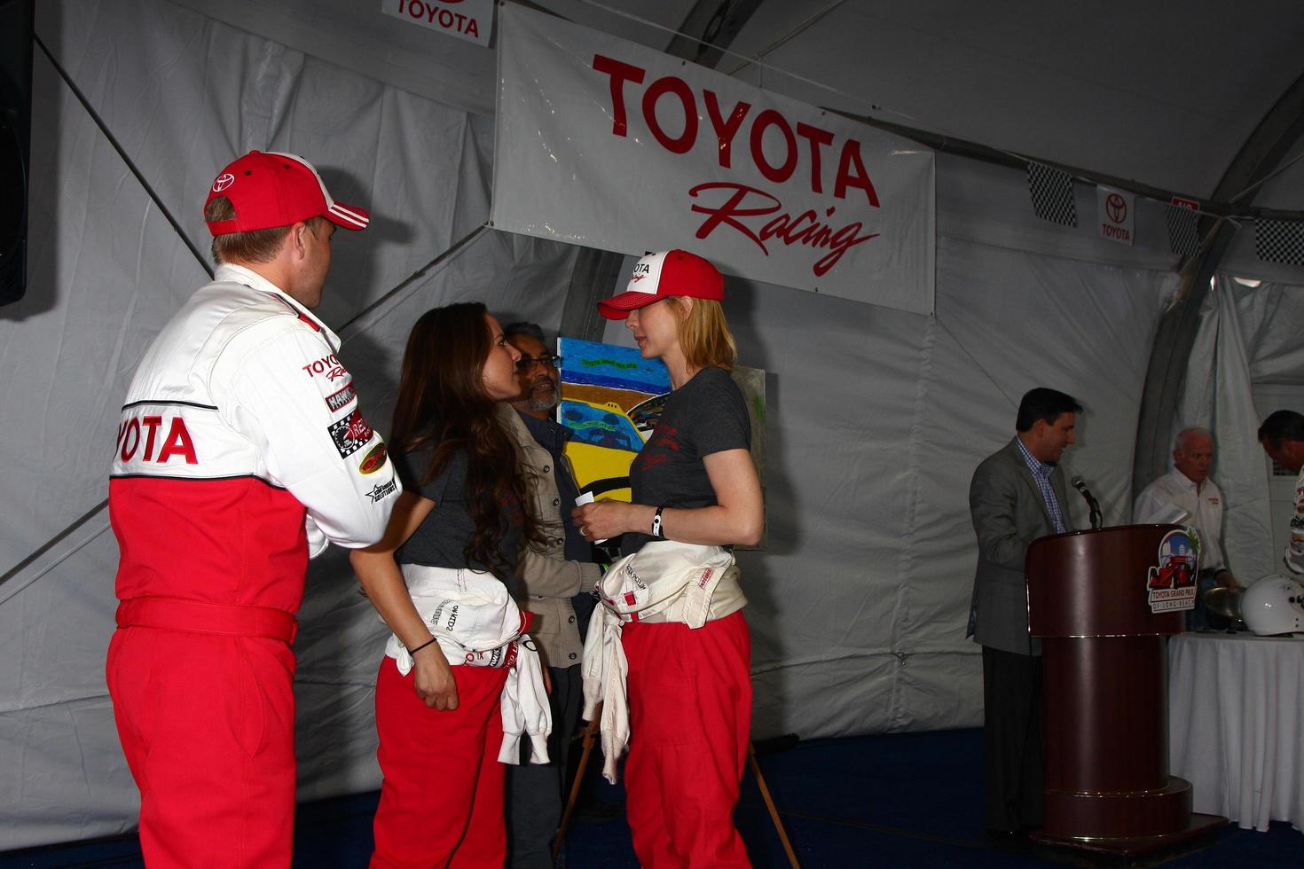 LOS ANGELES, APR 9 -  Kate del Castillo, Jenna Elfman at the Toyota ProCeleb Race Press Day 2013 at the Toyoto Grand Prix Circuit on April 9, 2013 in Long Beach, CA photo
