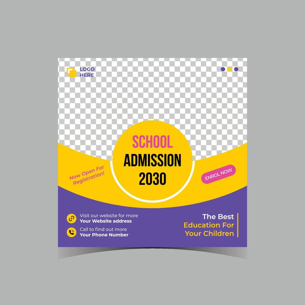 School admission square flyer template vector