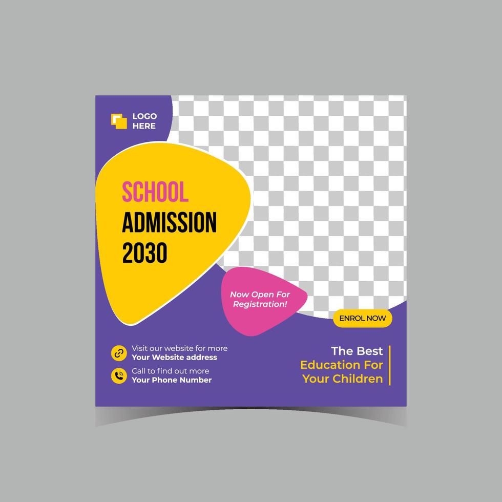 School admission square flyer template vector