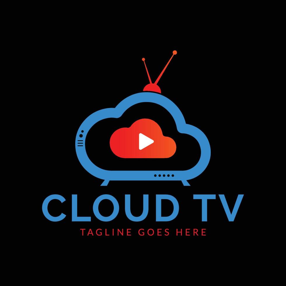 diseño de logotipo de tv en la nube plantilla de logotipo de vector de tv en la nube