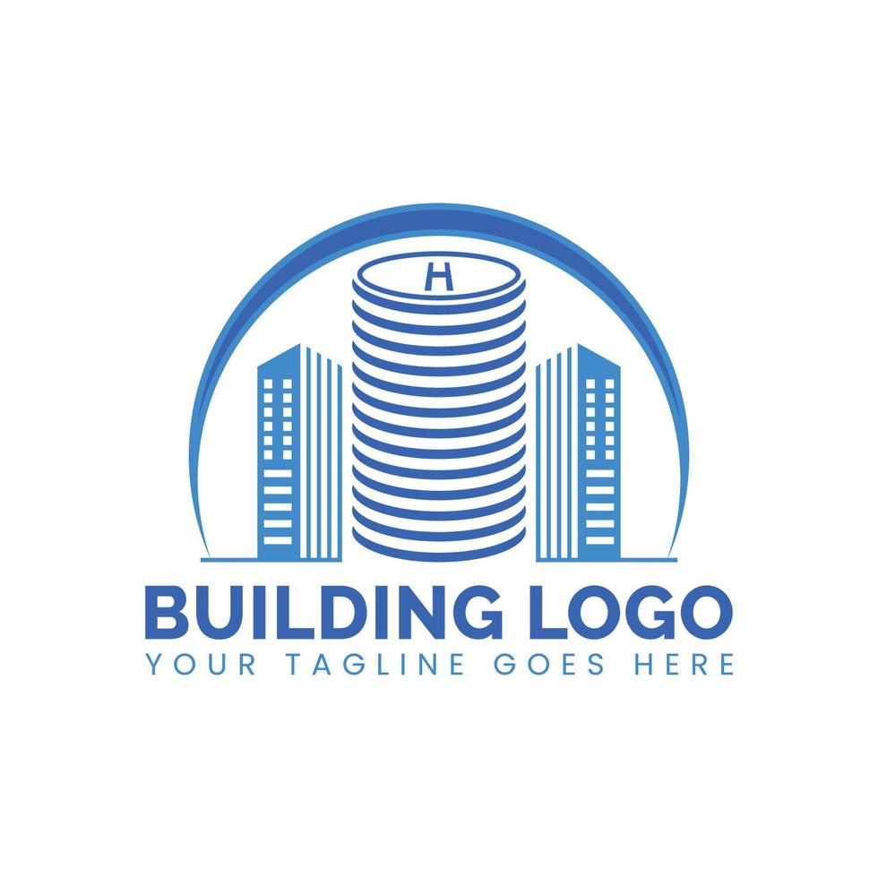 diseño de logotipo de edificio inmobiliario. plantilla de diseño de logotipo de edificio de arquitectura de construcción vector