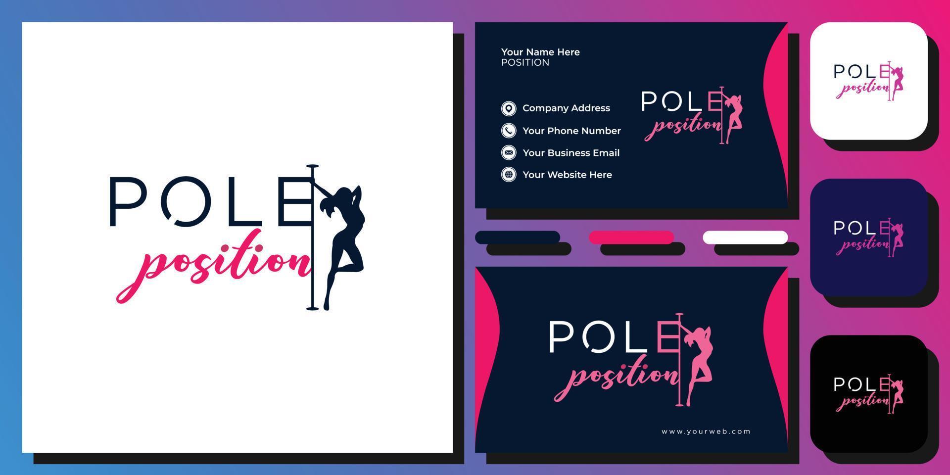 Pole Position wordmark aerial art dance exotic with business card template vector