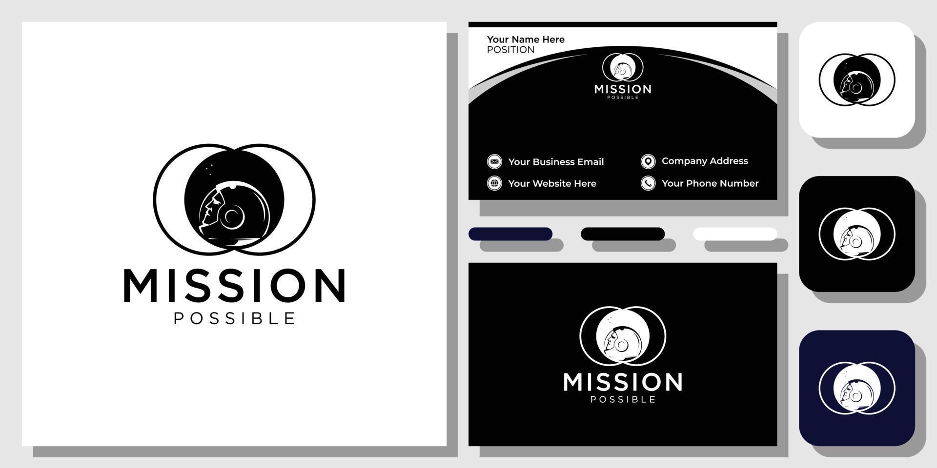 Mission Impossible astronaut succes with business card template vector