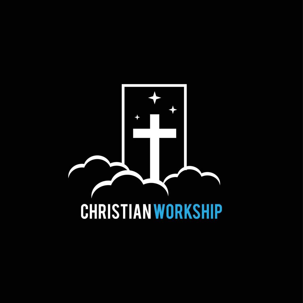 Cross logo on cloud for christian community vector