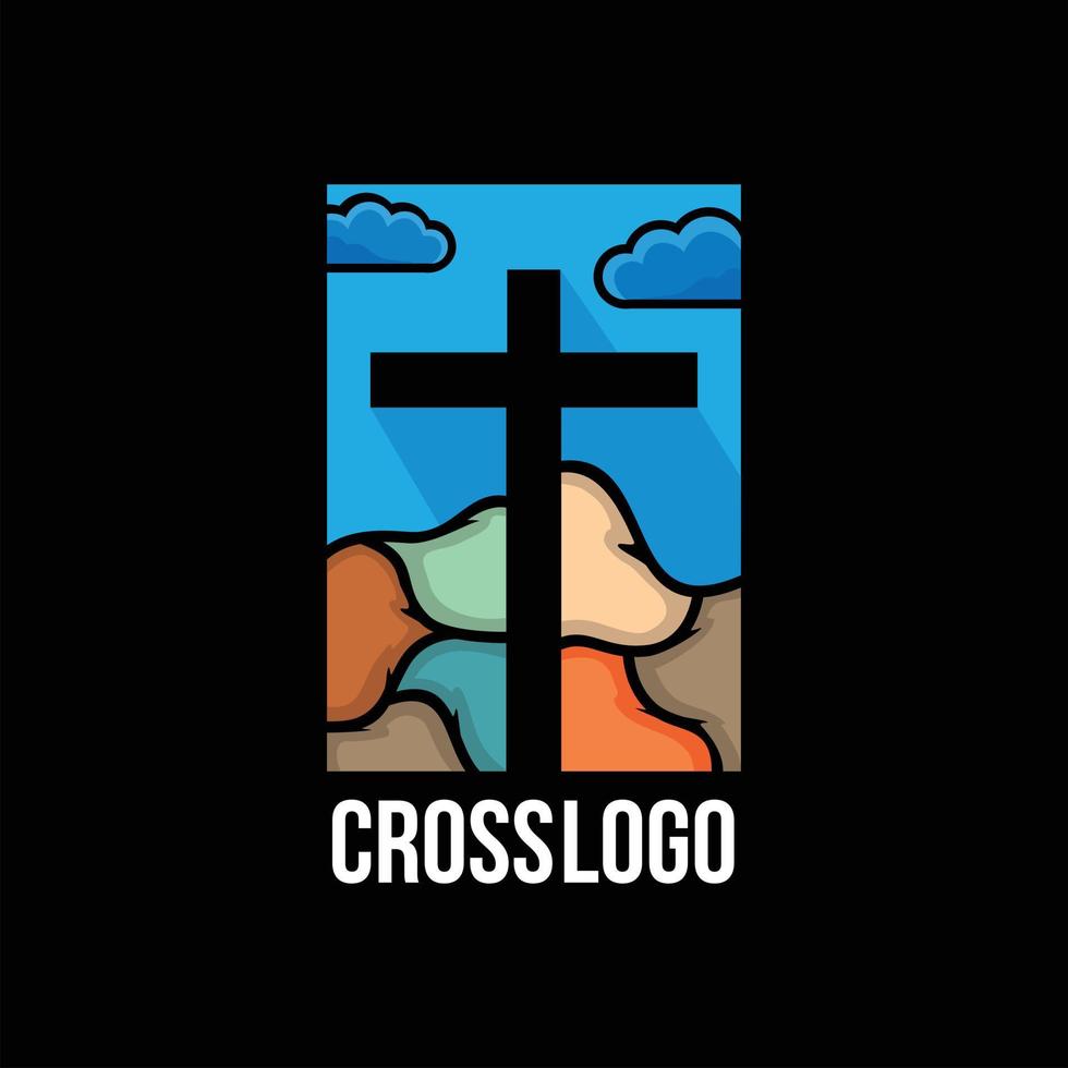 Cross logo design for christian chruch vector