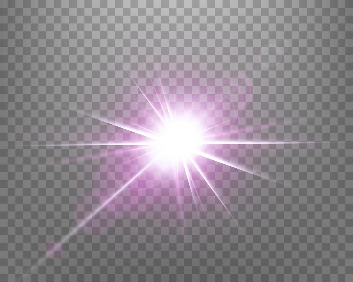 Sunlight lens flare, sun flash with rays and spotlight. Vector illustration.