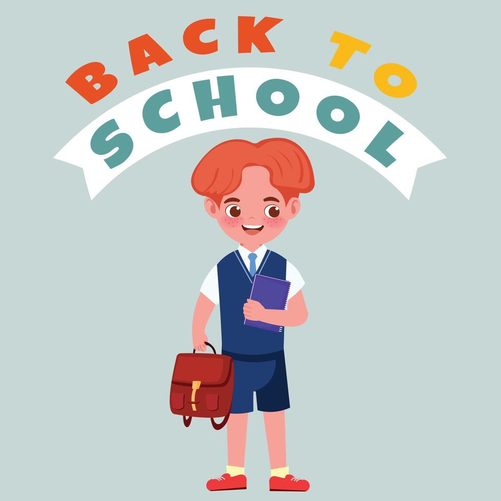 Flat back to school illustration with boy vector