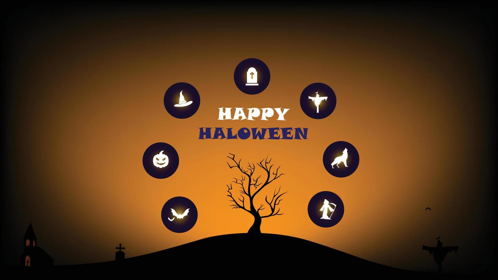 Happy Halloween silhouette style background wallpaper vector illustrator