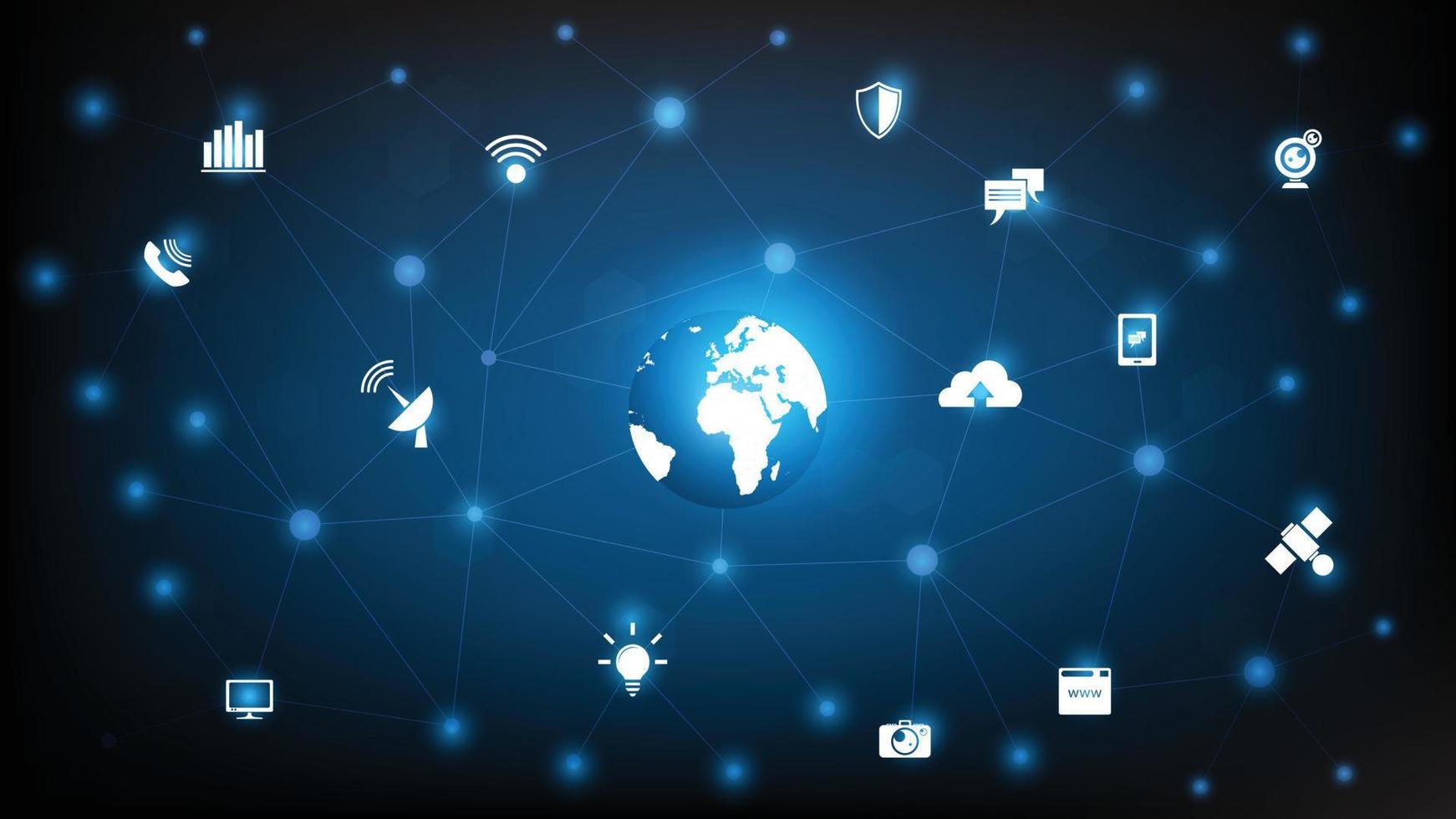 Digital image of globe with conceptual icons. Globalization concept technology.Vector illustrator vector