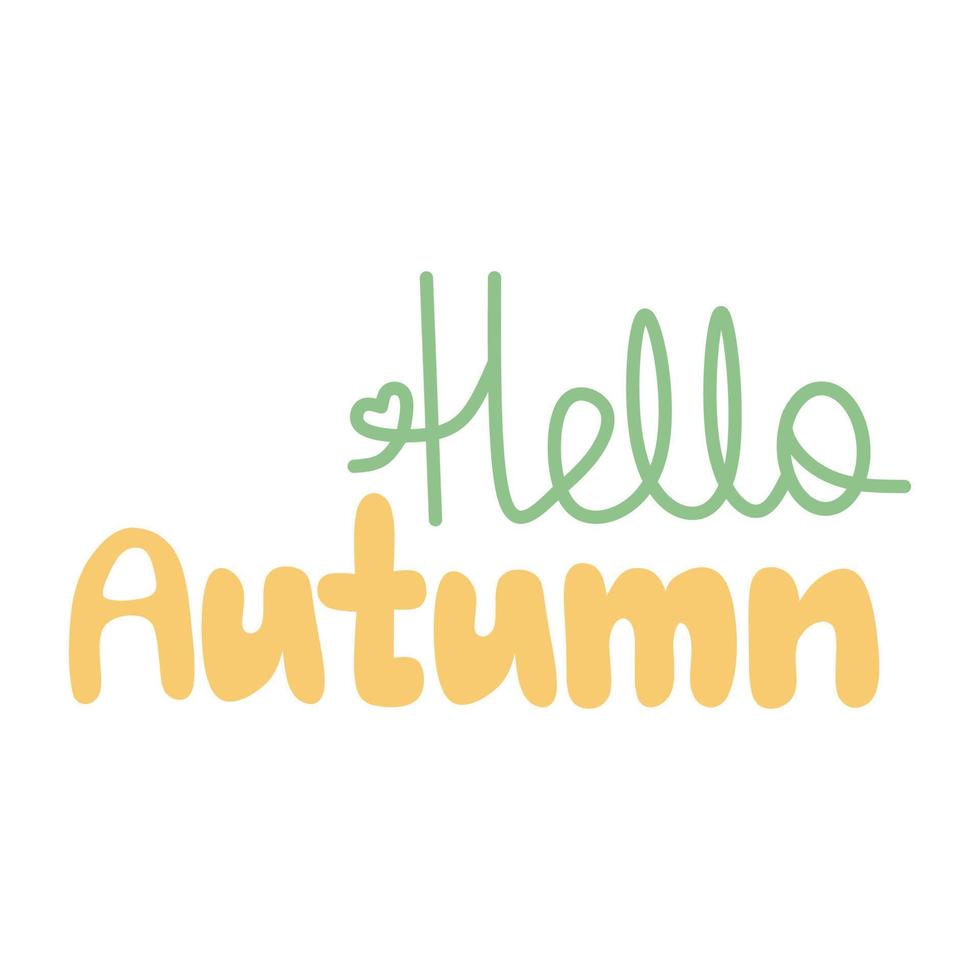 Hello autumn hand written lettering seasonal quote on white background vector