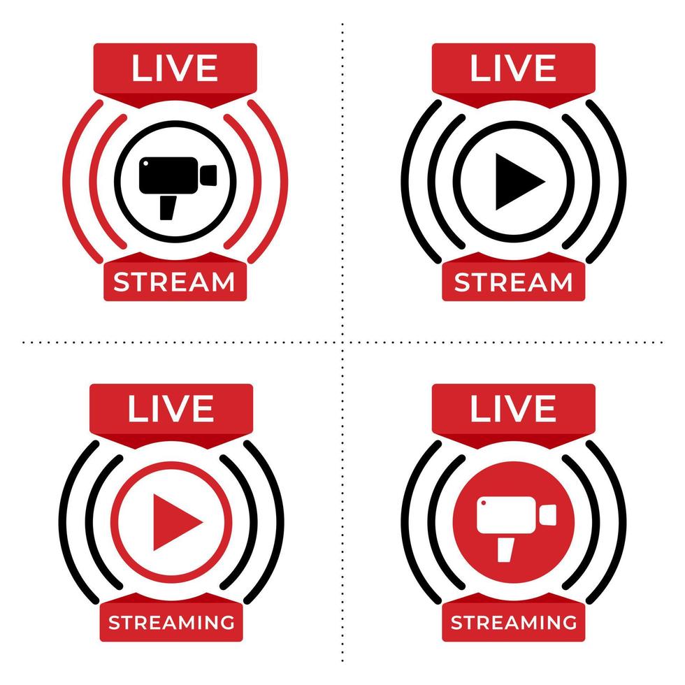 Collection of Live streaming symbol for web and app. Live stream icon set. Flat vector illustration