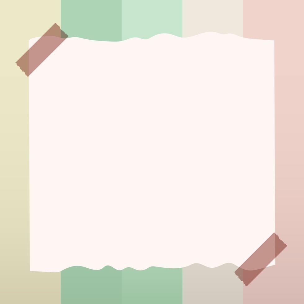 marco de nota de papel rasgado vacío estético lindo con fondo de color pastel beige vector