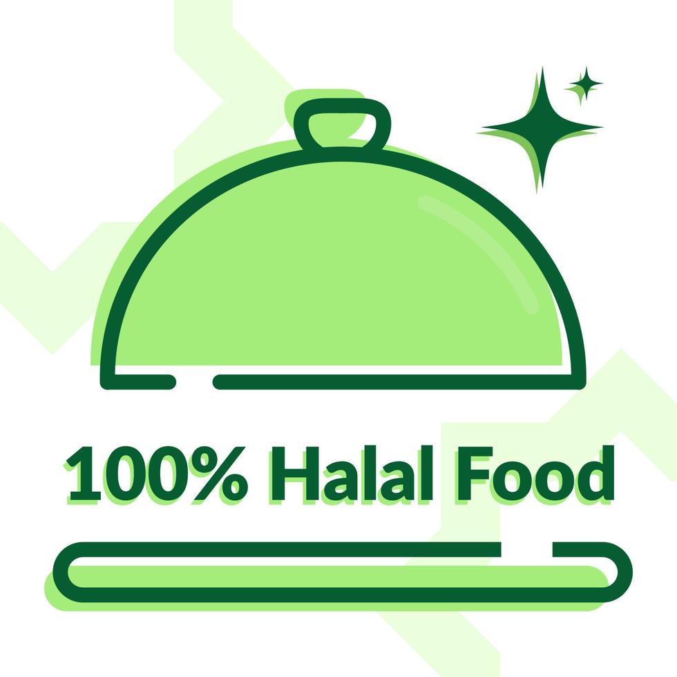 100 percent halal food menu in the dish illustration vector