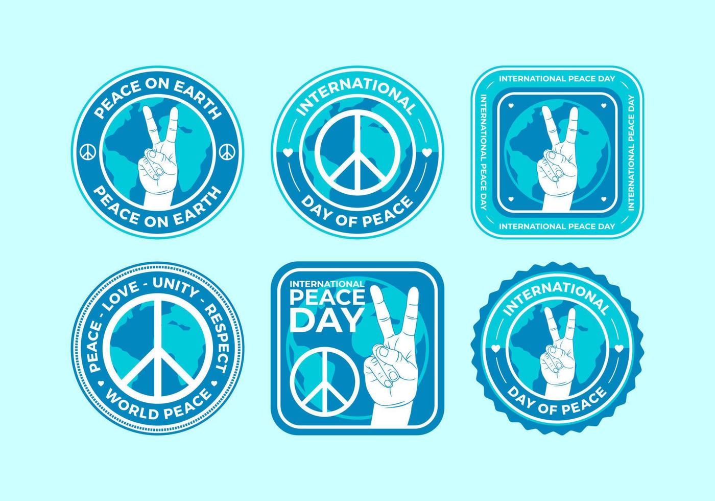 6 vector images of international peace day, sticker, badge, logo, emblem