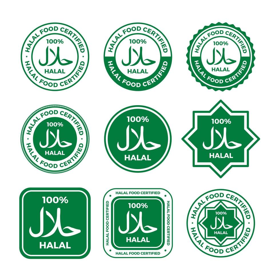 insignia de icono de comida halal certificada vector