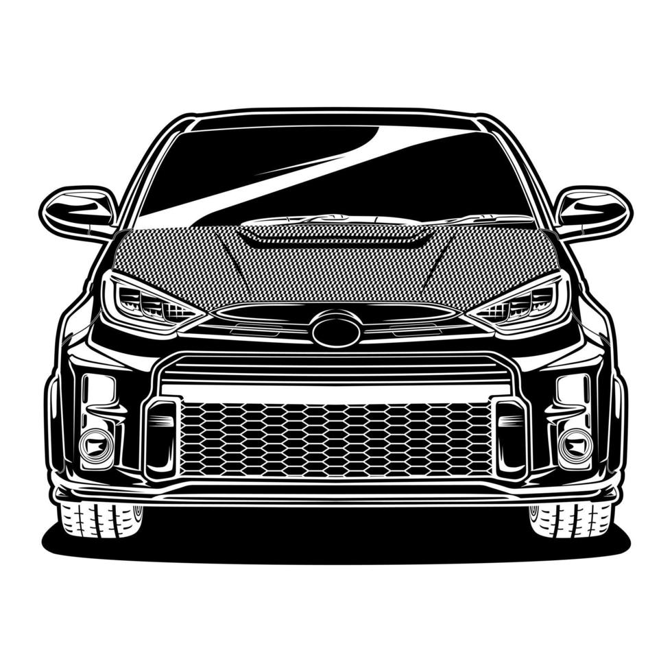 ilustración de vector de coche blanco y negro para diseño conceptual