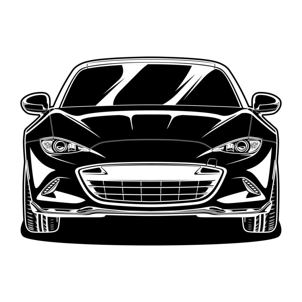 ilustración de vector de coche blanco y negro para diseño conceptual