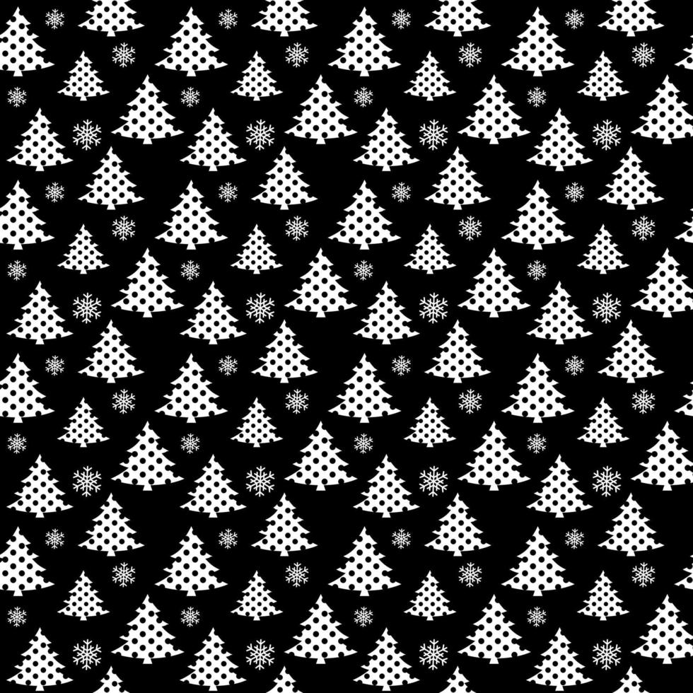 Decorative winter pattern with trees and snowflakes. Seamless Christmas pattern vector