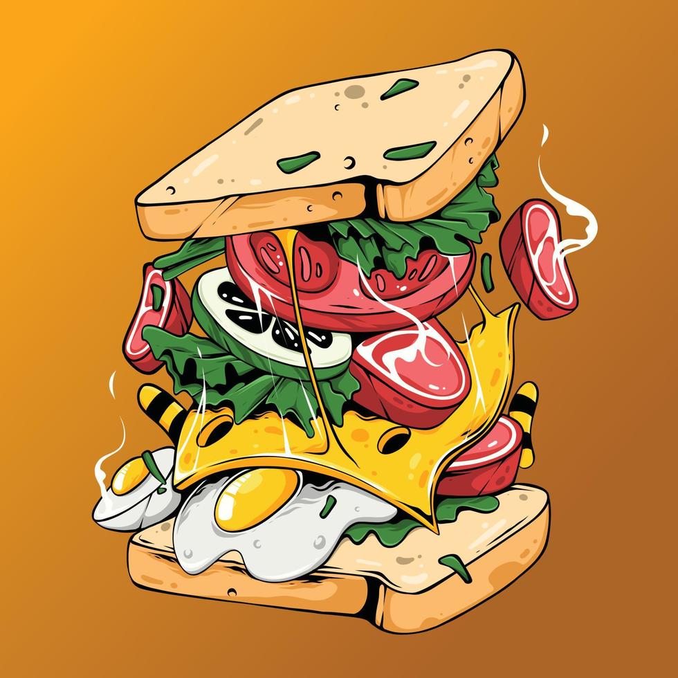 deliciosa ilustración de sándwich vector