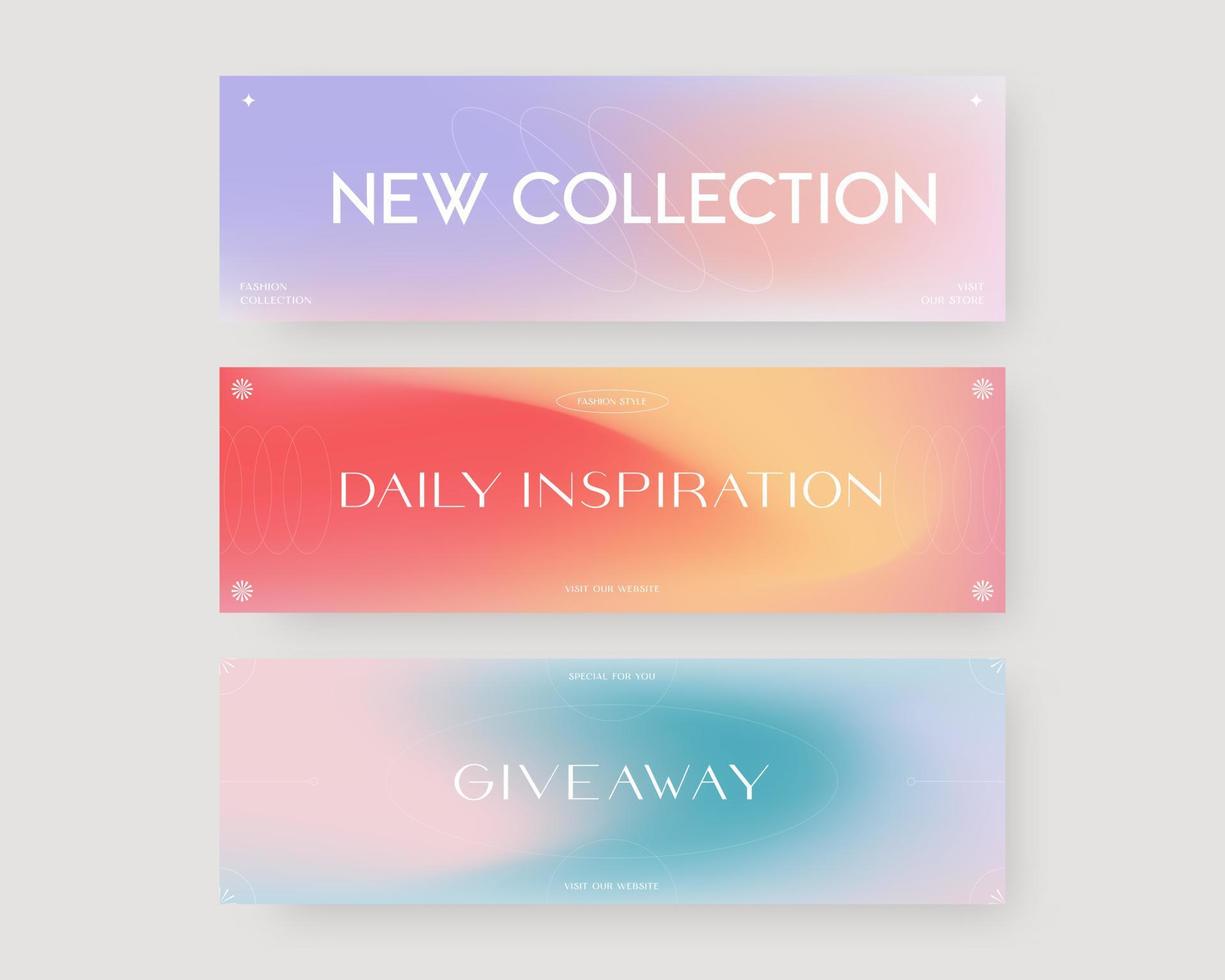 Web banner template set. Minimalist style. Ccollection of horizontal banners design. Vector illustration.