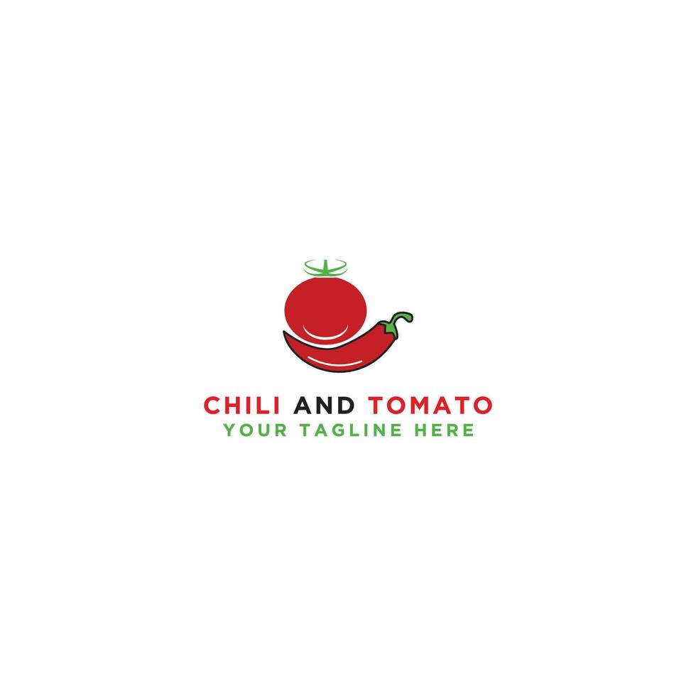 Tomato and chili design logo. Isolated vegetables. Vector illustration.