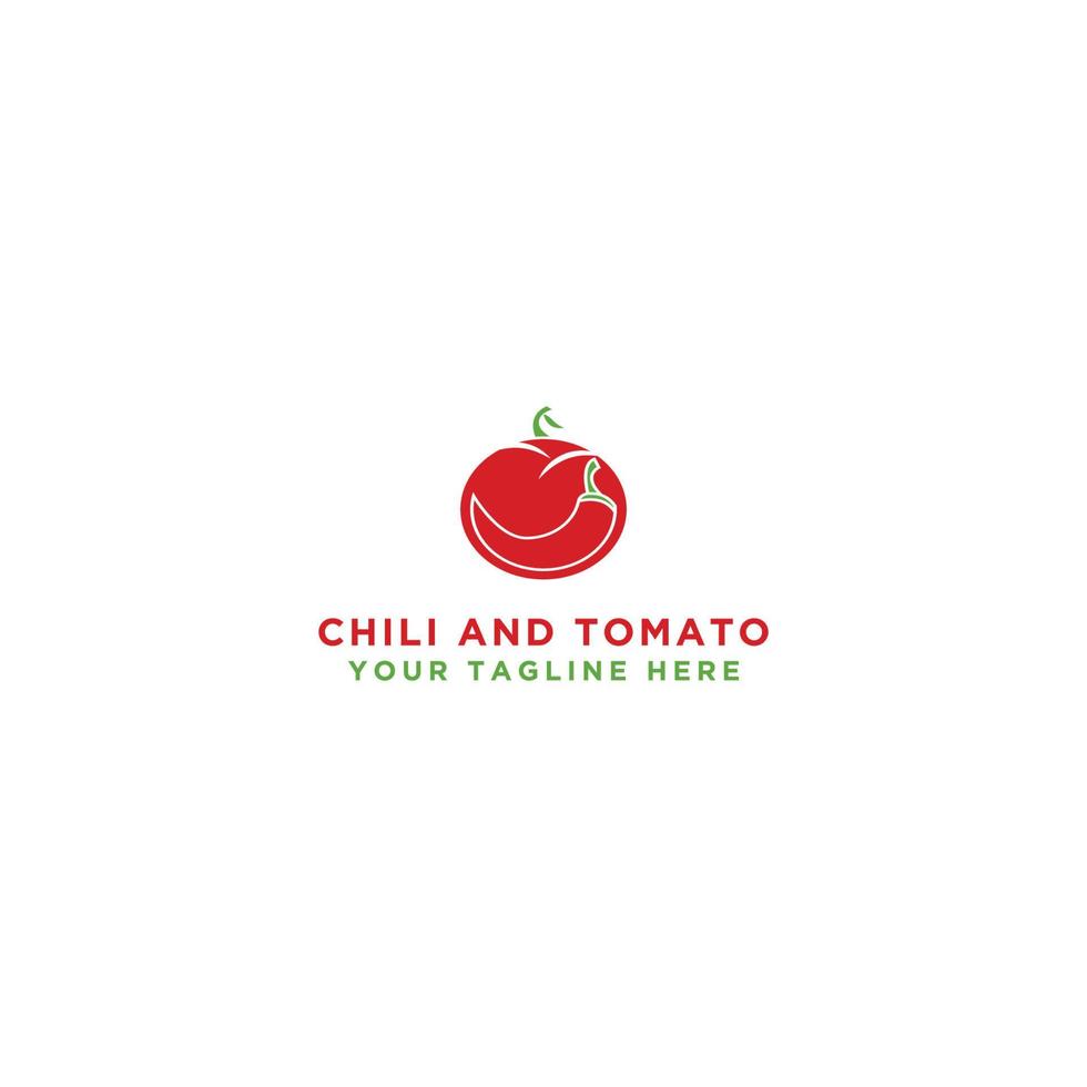 Tomato and chili design logo. Isolated vegetables. Vector illustration.