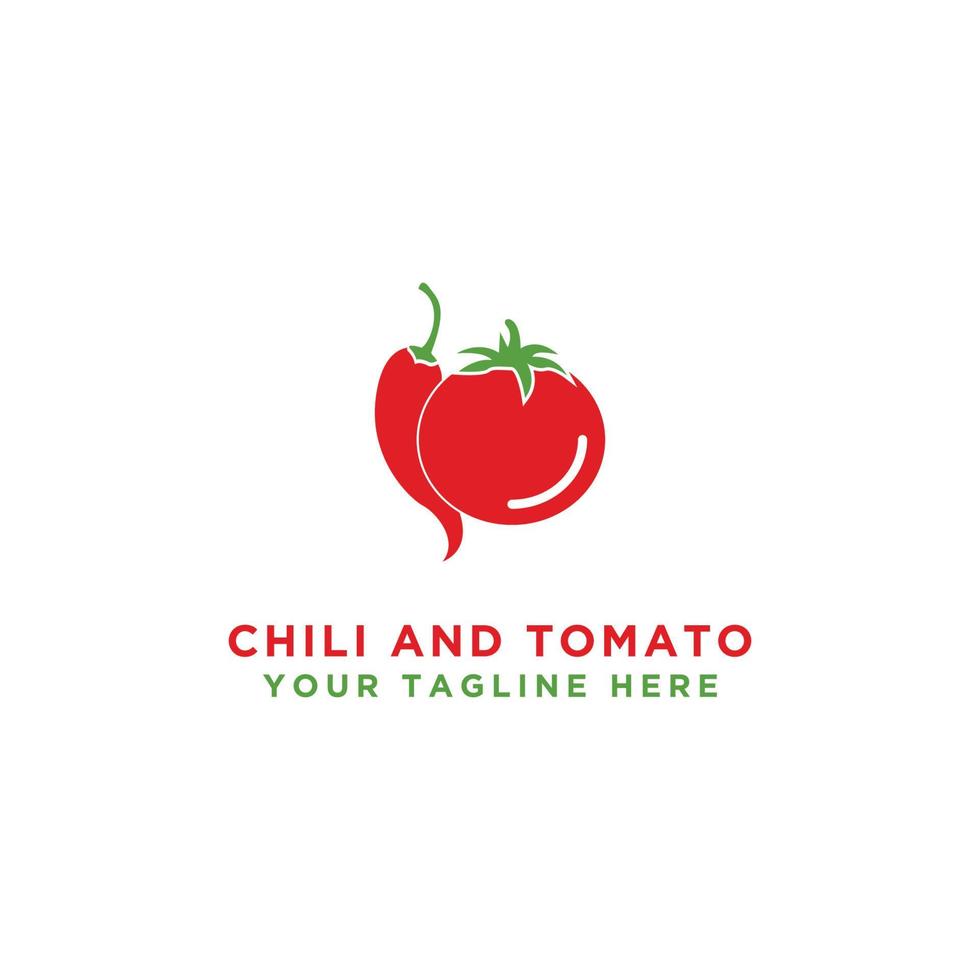 logotipo de diseño de tomate y chile. vegetales aislados. ilustración vectorial vector