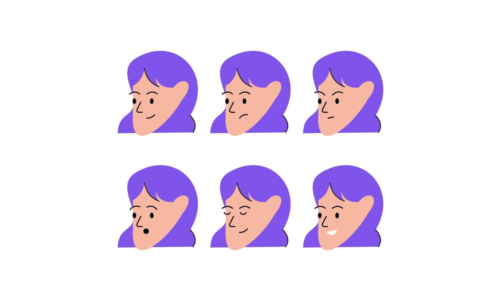 Woman Face with Many Expressions vector