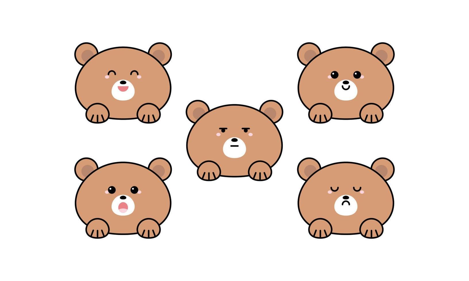 Cute Bear with Many Expressions vector