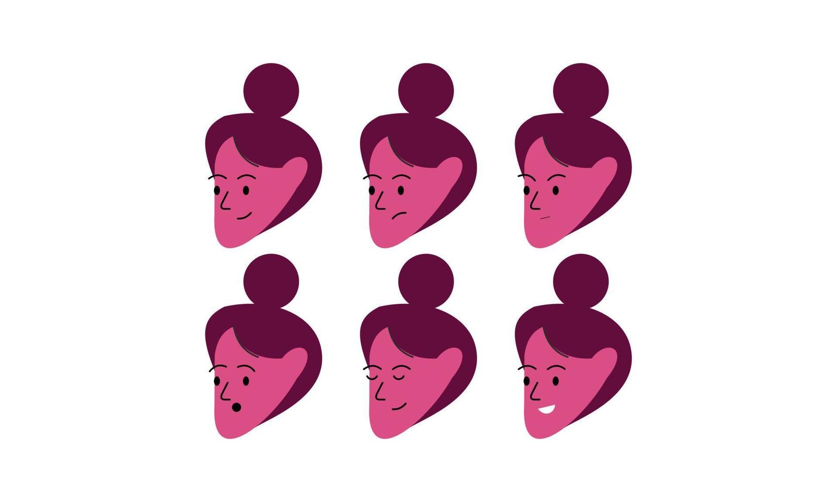 Woman Face with Many Expressions vector