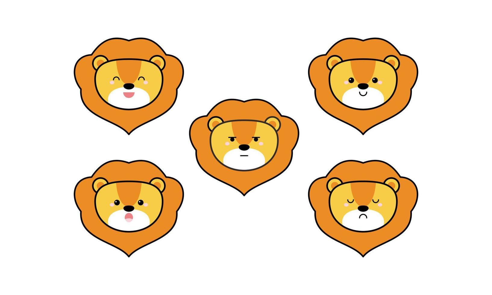 Cute Lion with Many Expressions vector