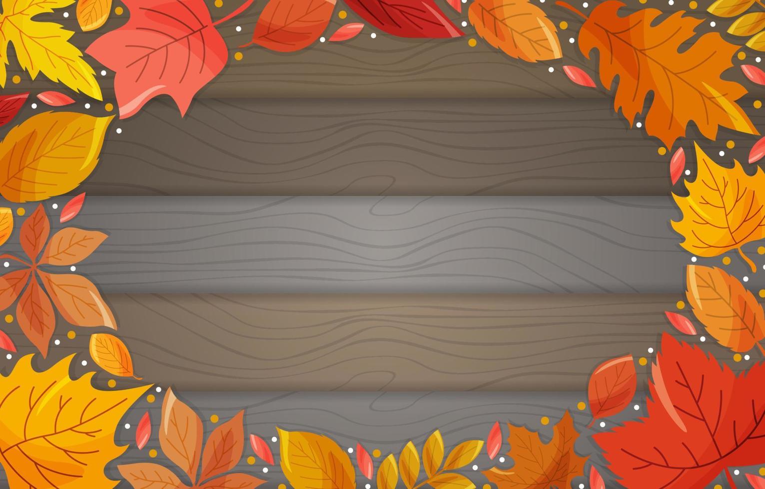 Fallen Leaves Hand Drawn Floral Wood ackground vector