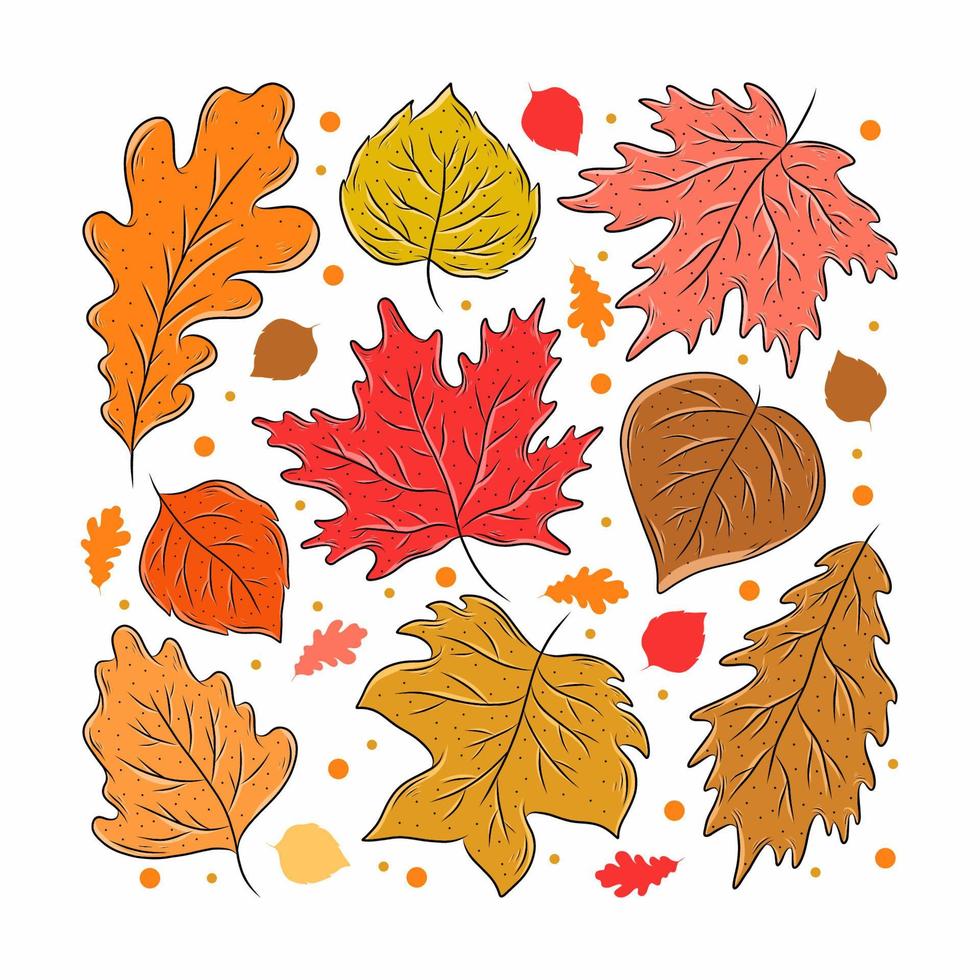 Autumn Leaves Hand Drawn Icon Creative Layout vector