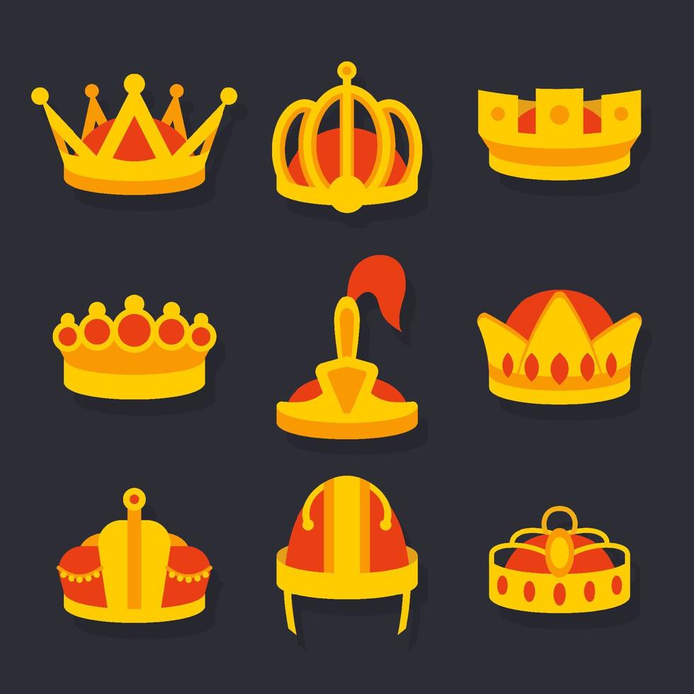 conjunto de iconos de corona majestuosa vector