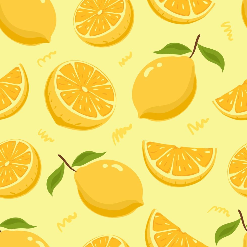 fruit lemon vector seamless pattern.