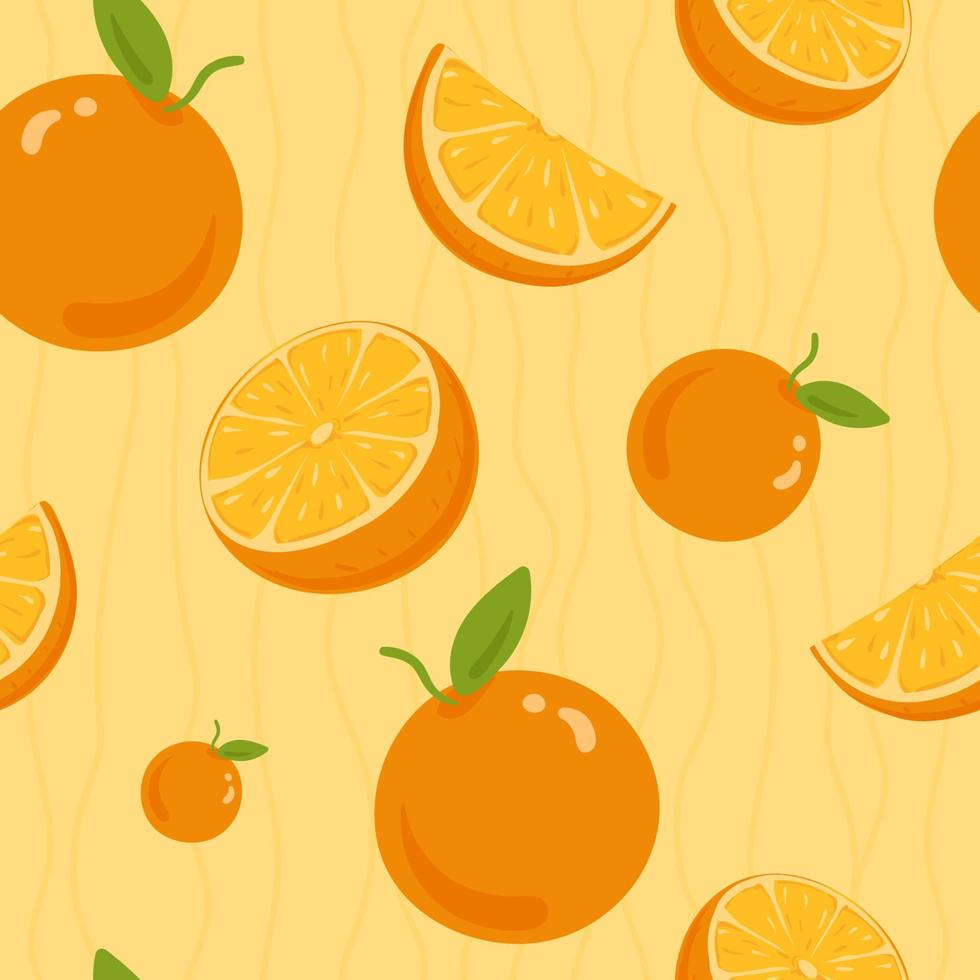 fruit orange vector seamless pattern.