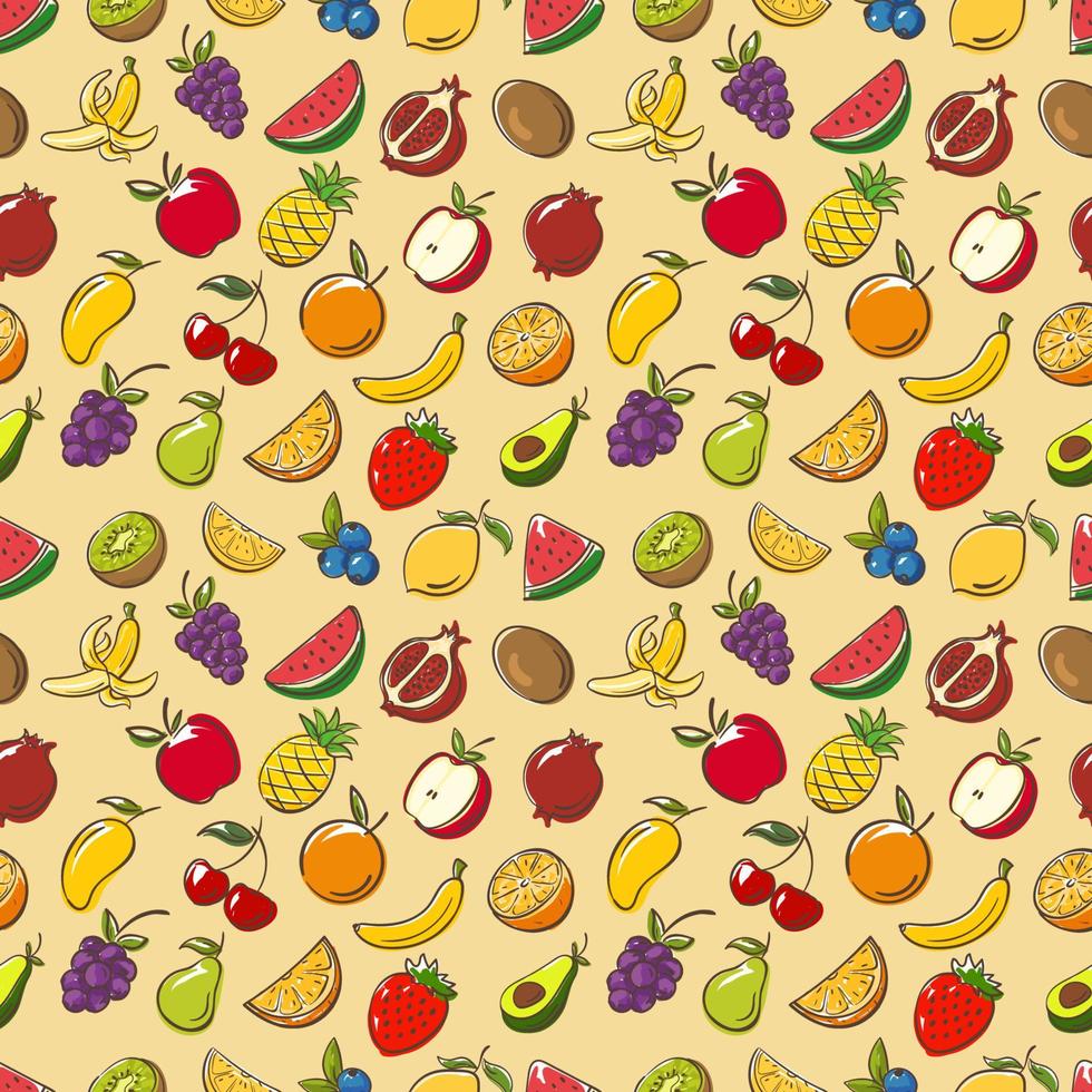 fruit collection set illustration cartoon vector pattern seamless