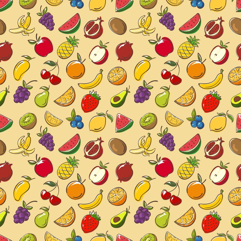 fruit collection set illustration cartoon vector pattern seamless