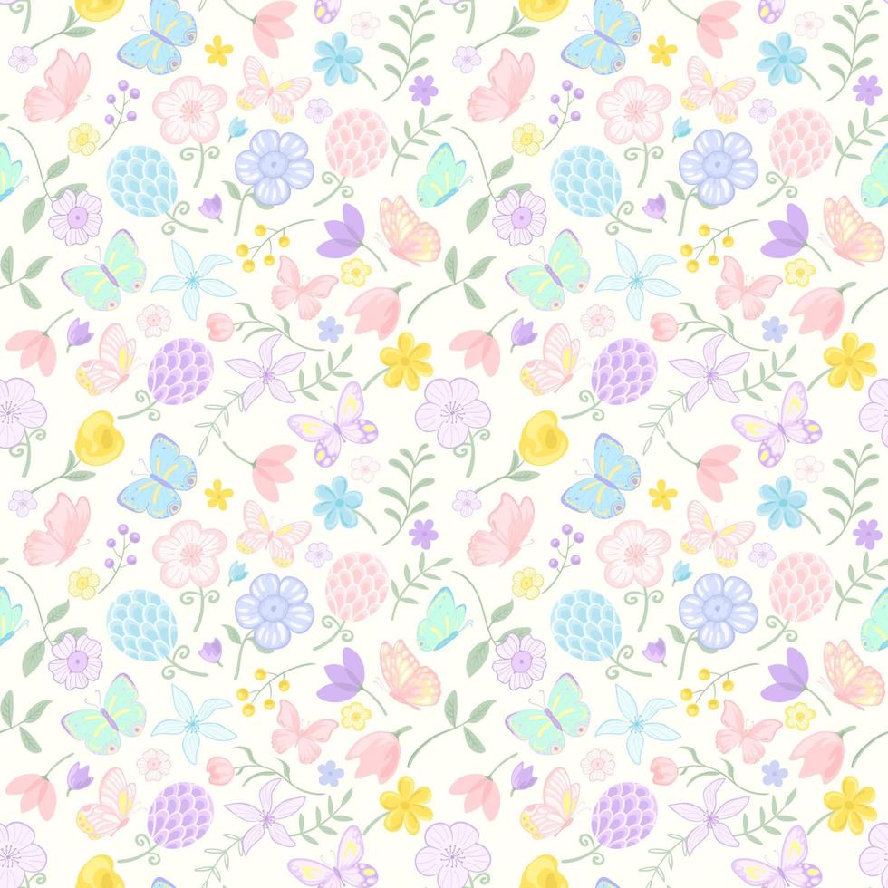 illustration Beautiful butterfly and flower botanical leaf seamless pattern for love wedding valentines day or arrangement invitation design greeting card vector