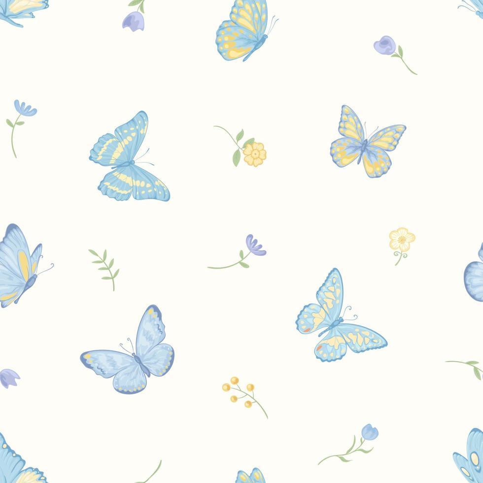 illustration Beautiful butterfly and flower botanical leaf seamless pattern for love wedding valentines day or arrangement invitation design greeting card vector