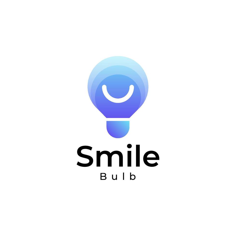 logotipo de bombilla de sonrisa, logotipo colorido degradado de bombilla vector