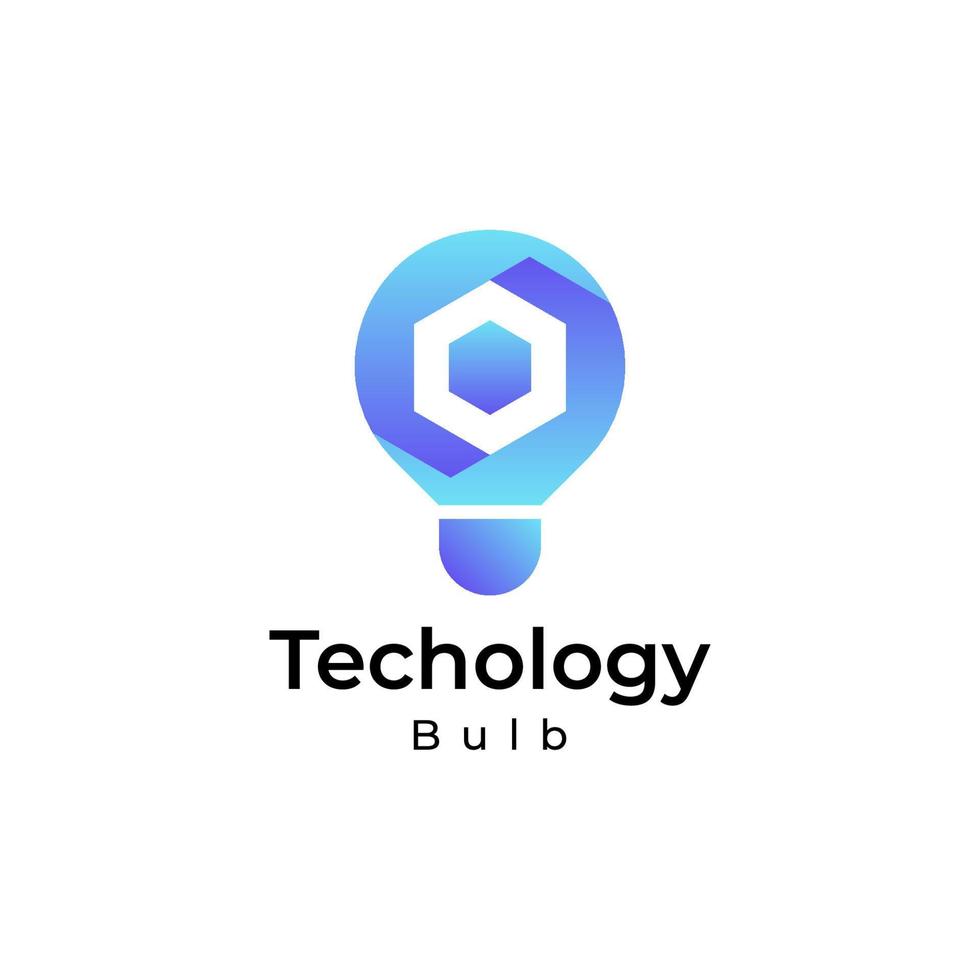 logotipo de bombilla de tecnología, logotipo colorido degradado de bombilla vector